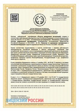 Приложение к сертификату для ИП Нальчик Сертификат СТО 03.080.02033720.1-2020